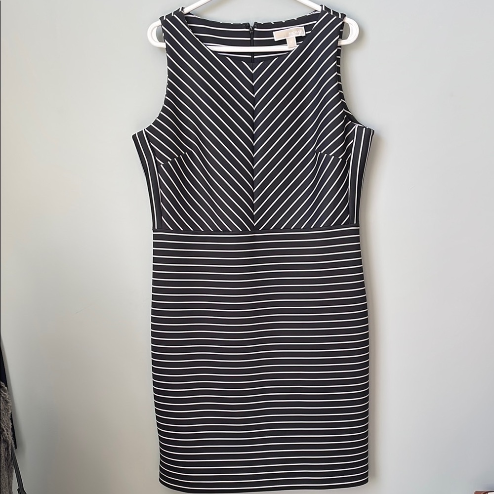 Michael Kors Black and White Striped Dress